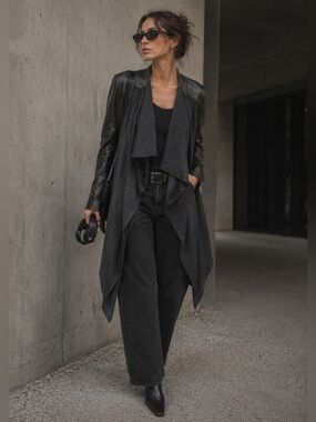Annette Görtz Leather &Merino Avant-Garde Drape Jacket | S/M